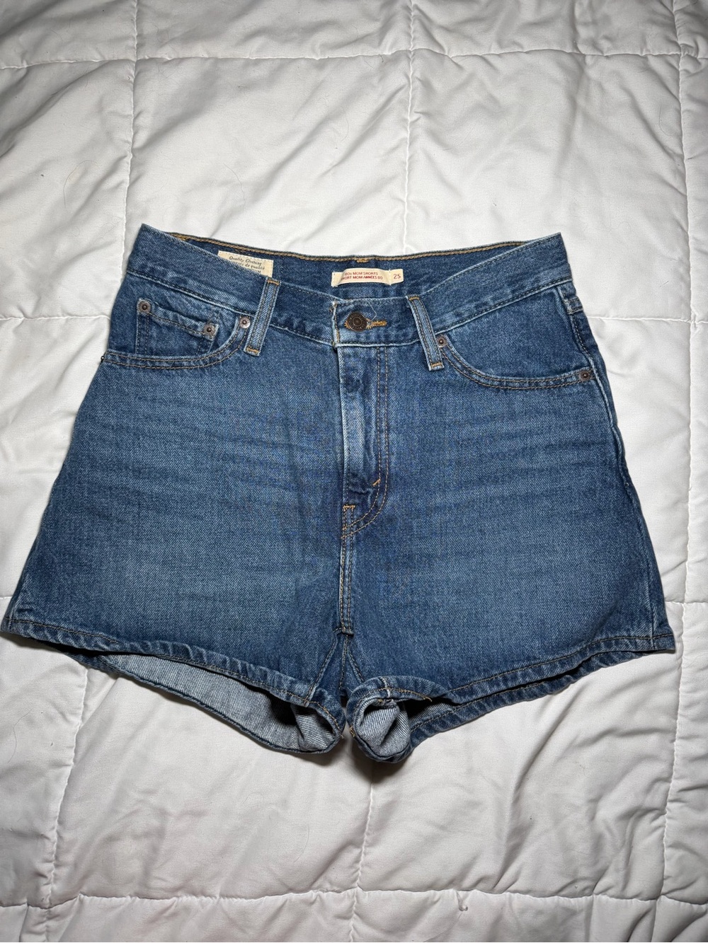 Levi's Blue High-Waist Denim Cutoff Shorts